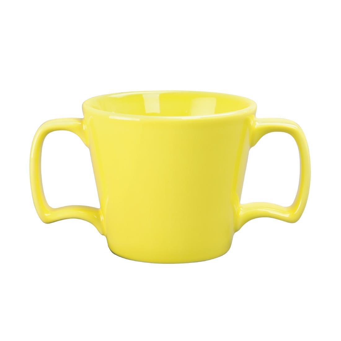300ml　6)　Mugs　of　Double　Equipment　Olympia　Catering　Yellow　Heritage　Handle　(Pack